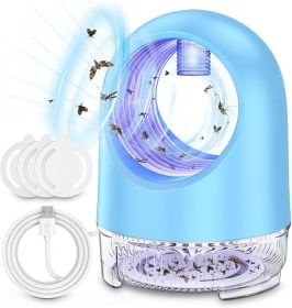 Fan Powered Indoor Fruit Fly Trap, Catches Gnats, Mosquitoes, Moths Quietly & Safely (Blue)
