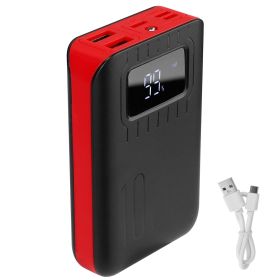 1Pc 1W MAh Portable Power Bank External Battery Pack Charger Dual USB Charge Interface With LCD Display Flashlight Type C Micro USB Lightning Inp (Option: Red)