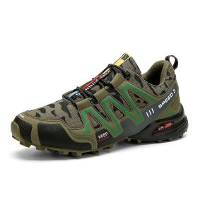 Men Hiking Shoes Climbing Male Sports Shoes Work Safety Toe Tactical Non-Slip Durable Trekking Sneakers Mens Footwear (Option: GREEN CAMOUFLAGE-39)