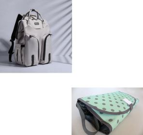 Mother And Baby Bag Back Milk Bag Mommy Bag Shoulders (Option: Grey set)