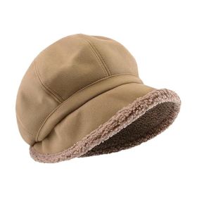 Fleece Lined Beret for Women Fleece Bucket Hat Painter Hat (Color: khaki)