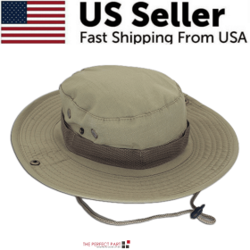 Wide Brim Sun Hat UV Protection Bucket Cap For Hiking Camping Fishing Safari Men (Hat Color: Boonie Khaki)
