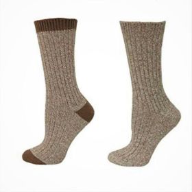 Women's Outdoor Boot Hiking Marled Twisted Cotton 2 Pair Pack Socks (Color: Brown)