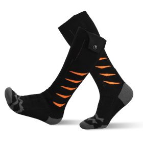Heated Socks for Men Women Electric Heating Socks with APP Control 5000mAh Battery Rechargeable Thermal Socks Winter Warm Socks for Skiing Hiking (Color: Orange Leaf)