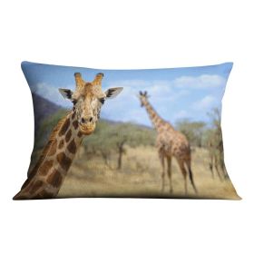 Giraffe in national park Kenya Cushion (Insert: Without Insert, size: 18" X 18")