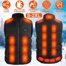 1Pc Heated Vest Men Women Heated Jacket with 23 Heating Zones 3 Heat Levels USB Powered Machine Washable for Winter Hiking Skiing Skating Outdoor (size: L)