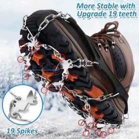 Shoe Ice Claws, Traction Shoe Nails, Ice and Snow Grip Straps with 19 Stainless Steel Nails, Shoe Claws Anti-Slip Boot Nails, Suitable for Walkin (Model: XL)