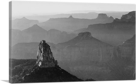 View With Rock Formation - Grand Canyon National Park - Arizona (Type: Standard Framed Canvas Print, size: 12" x 8" / 30cm x 20cm (approx))