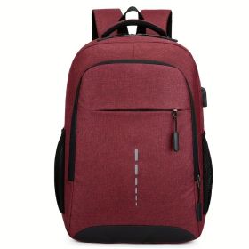 Oxford Cloth Backpack Casual Versatile Large Capacity Laptop Bag Daily Commuting Trend Backpack (Option: Red)