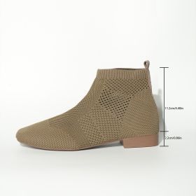 Plus Size Women's Boots Middle Tube Pointed Ankle Boots (Option: Camel-37)